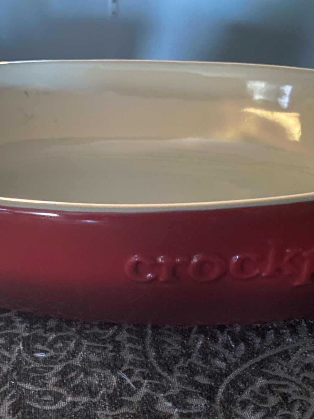 Crock-Pot Ceramic Oval Baking Dish in Red with Cream Interior